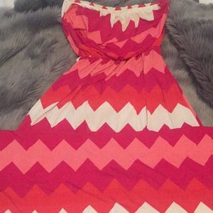 VALL- Chevron multicolored strapless maxi dress